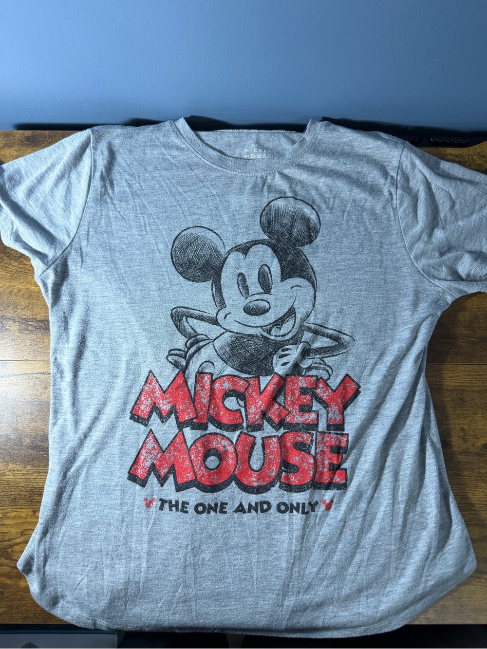 Woman's Size XL The One And Only Mickey Mouse Gray Short Sleeve Shirt